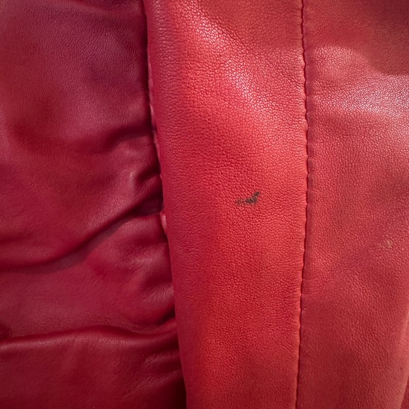 Hudson Leather vintage red ruched motorcycle jacket Size Large - Picture 9 of 10